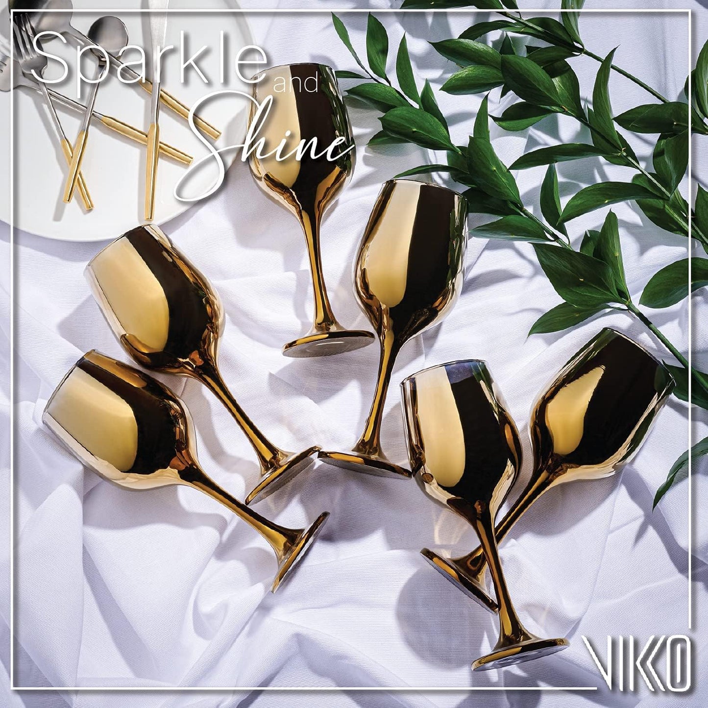 Vikko Décor Wine Glasses, 14 Oz Fancy Wine Glass With Stem For Red And White Wine, Thick And Durable Wine Glass, Dishwasher Safe, Great For Wine Tasting, Set Of 6