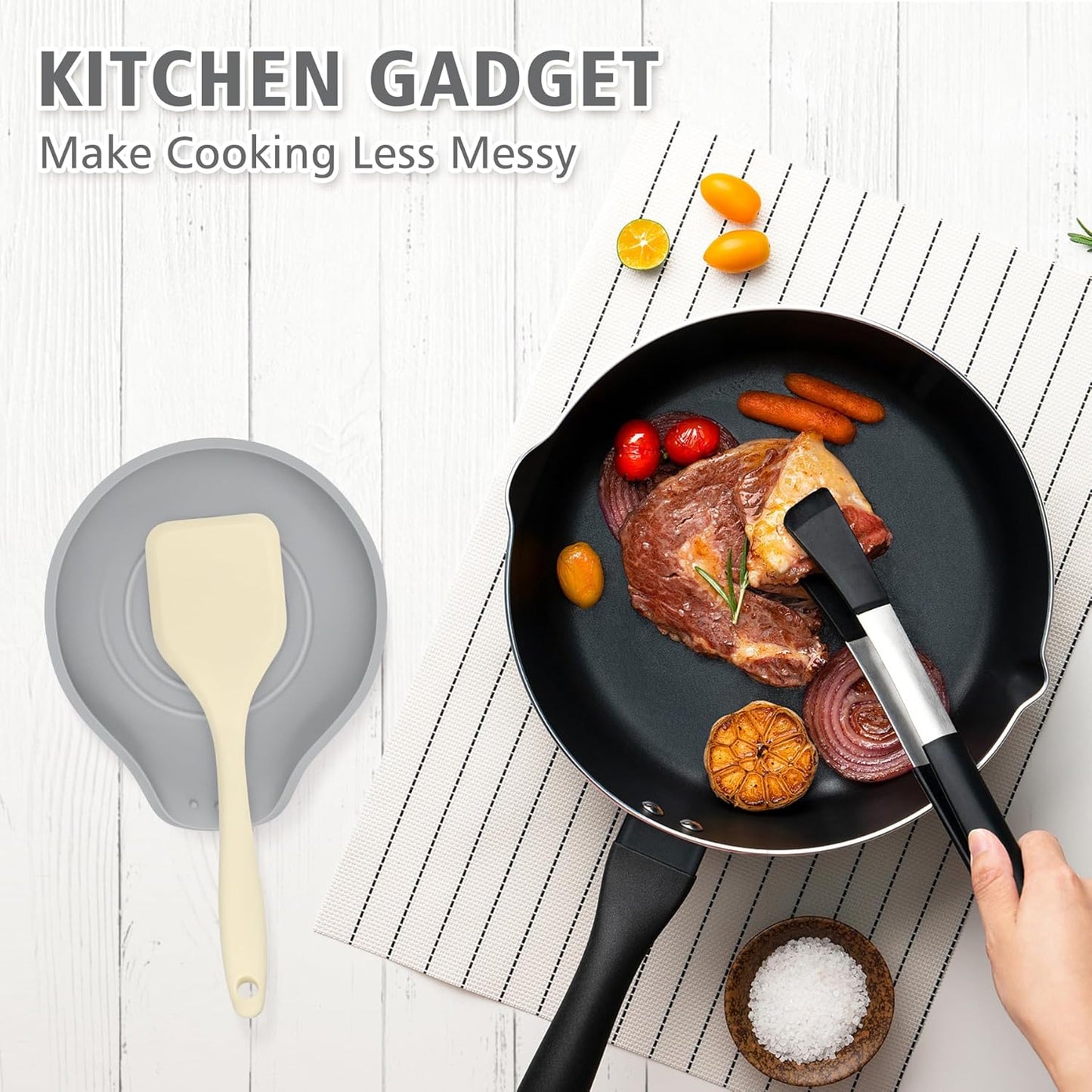 Silicone Spoon Rest for Stove Top - BPA-Free, Heat-Resistant Spoon Holder - Spoon Rest for Kitchen Counter - Large Cooking Utensil Rest for Spoons, Spatulas, Ladles or Tongs - Gray 2 Pack