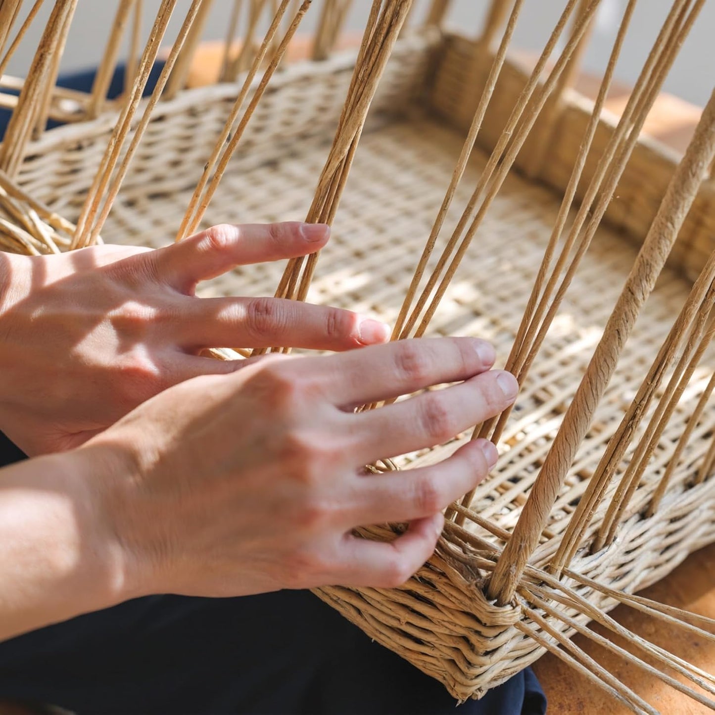 GRANNY SAYS Wicker Storage Baskets for Shelves, Waterproof Wicker Baskets for Organizing, Woven Basket for Shelves, Decorative Basket for Entryway, Butter Milk