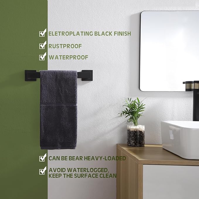 KOKOSIRI 12-Inch Single Towel Bar SUS304 Stainless 2 Pack, B4003BK-L12-P2