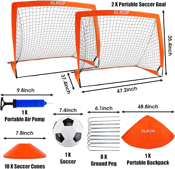 Kids Soccer Goals for Backyard Set of 2 6X4 /4x3 /4x3 ft