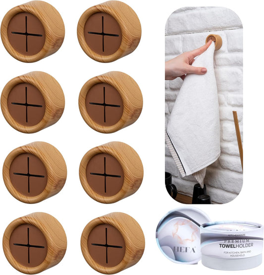 HEFA Eco 8 Pack Towel Hooks - Kitchen Organization, Hand & Dish Towel Holder