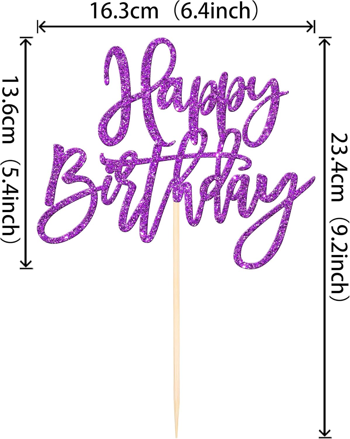 ZHUOWEISM 1 PCS Happy Birthday Cake Topper Glitter Happy Birthday Cake Pick for Celebrating Happy Birthday Anniversary Theme Party Cake Decorations Supplies Purple