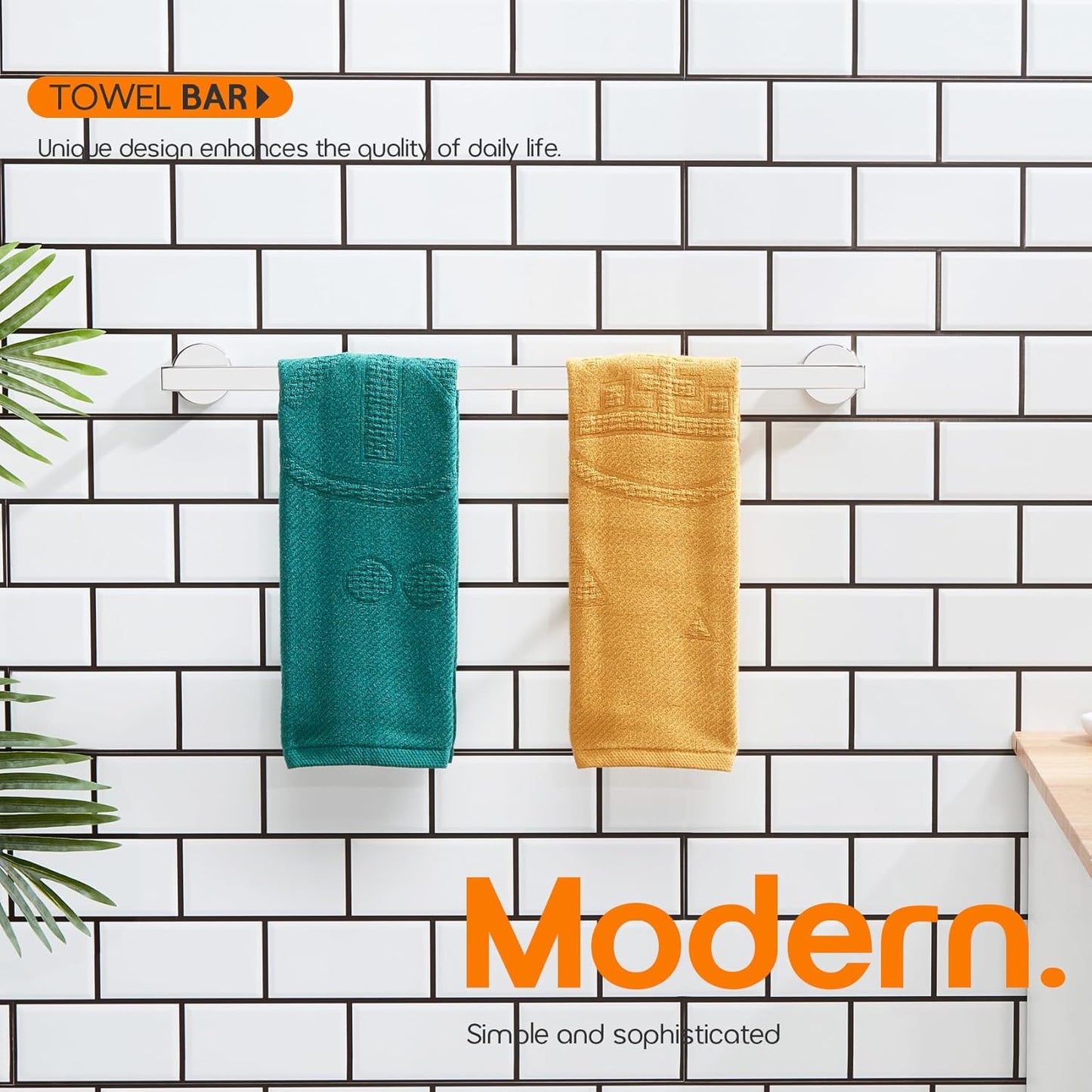 24 Inch Bathroom Towel Bar Bath Towel Rack Kitchen Towel Holder Towel Rails Wall Mounted SUS304 Stainless Steel Polished Chrome AN4001CH-L24