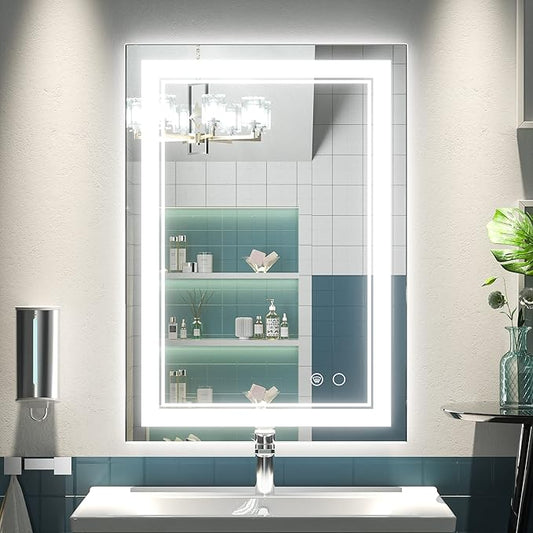 Keonjinn 20 x 28 Inch LED Mirror Bathroom 6000K(Horizontal or