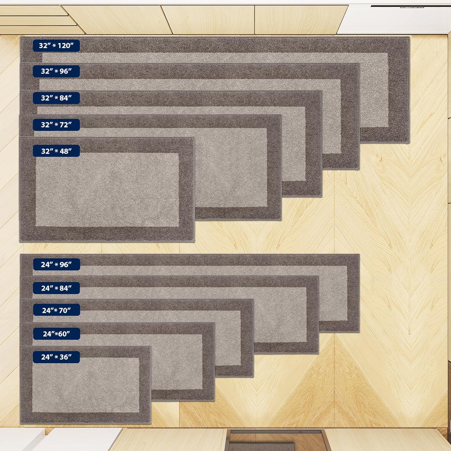 Machine Washable Kitchen Rug 32" x 48", Non Slip Indoor Door Rug, Absorbent Entrance Runner Rug for Bedroom, Hallway, Bathroom, Floor