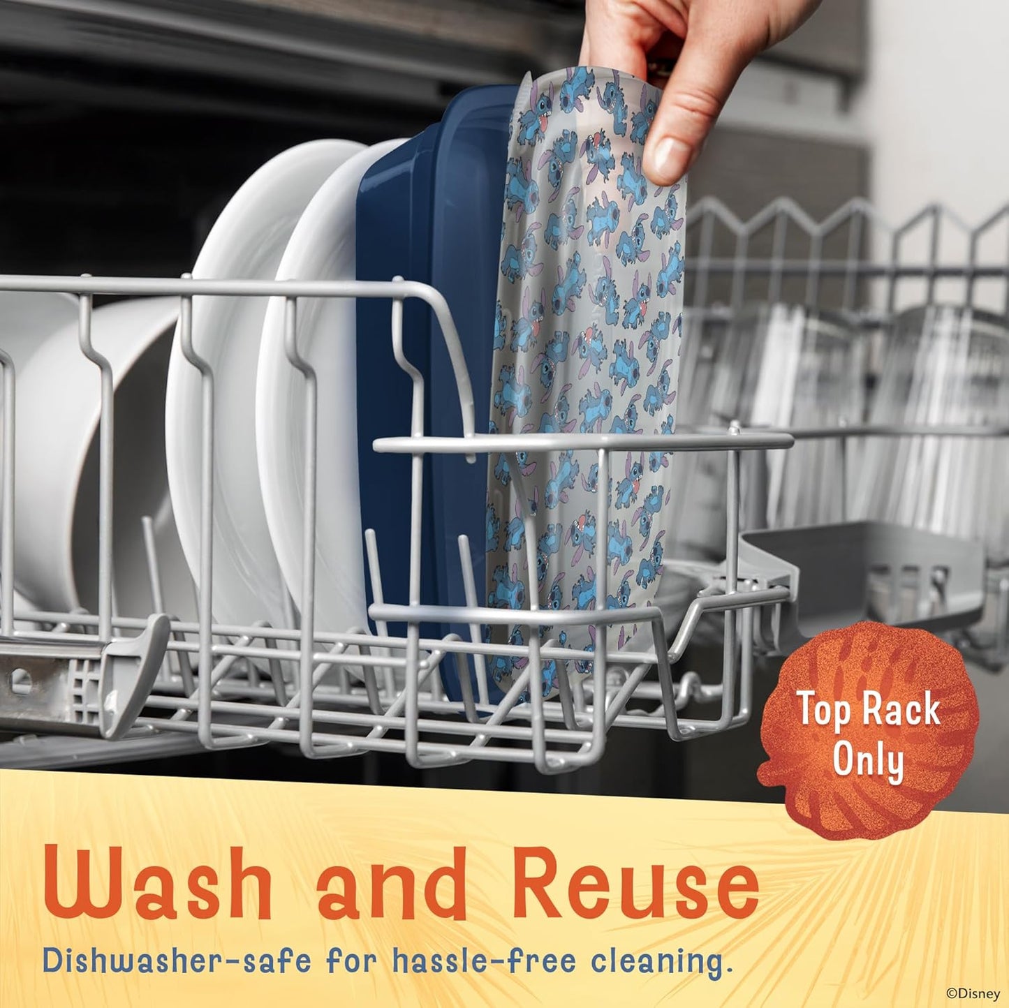 Disney Meal Prep Containers - 20-Piece Reusable Food Containers with Lids - Freezer, Microwave & Dishwasher Safe - Featuring Mickey & Minnie, Lilo & Stitch