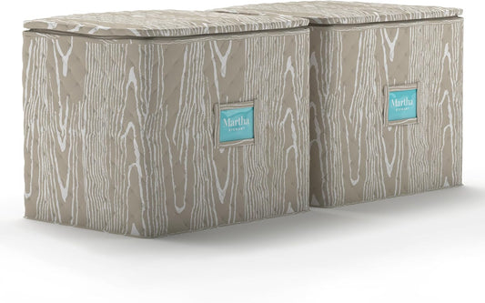 Martha Stewart Dinnerware Stemware Glassware Stackable Organizer Home Storage Container Case, Set of 2 Goblet Stemware Storage Organizers With Removable Fabric Dividers, Skyland Faux Bois