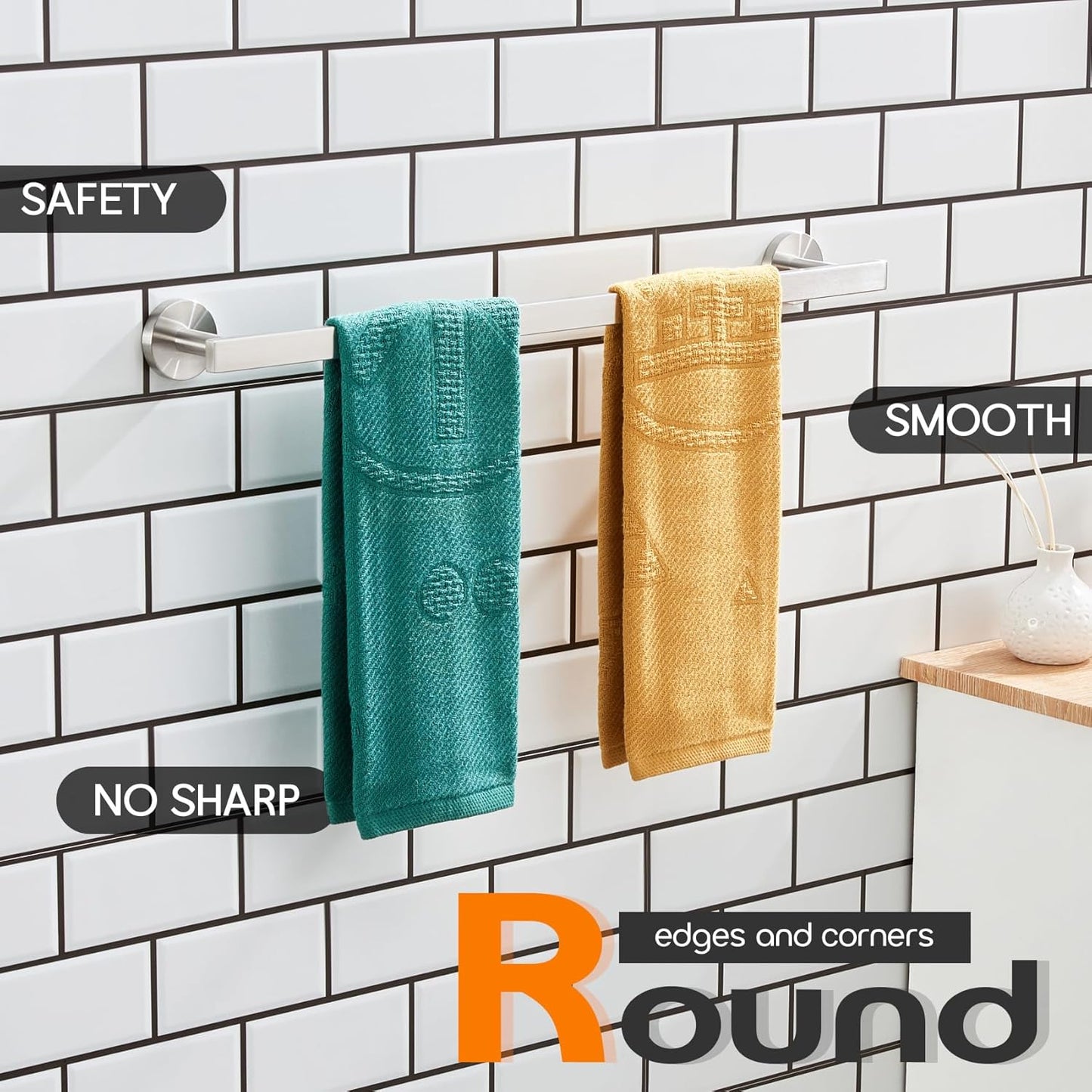 20 Inch Bathroom Towel Bar Bath Towel Rack Kitchen Towel Holder Towel Shelf Wall Mounted SUS304 Stainless Steel Brushed Nickel AN4001BR-L20