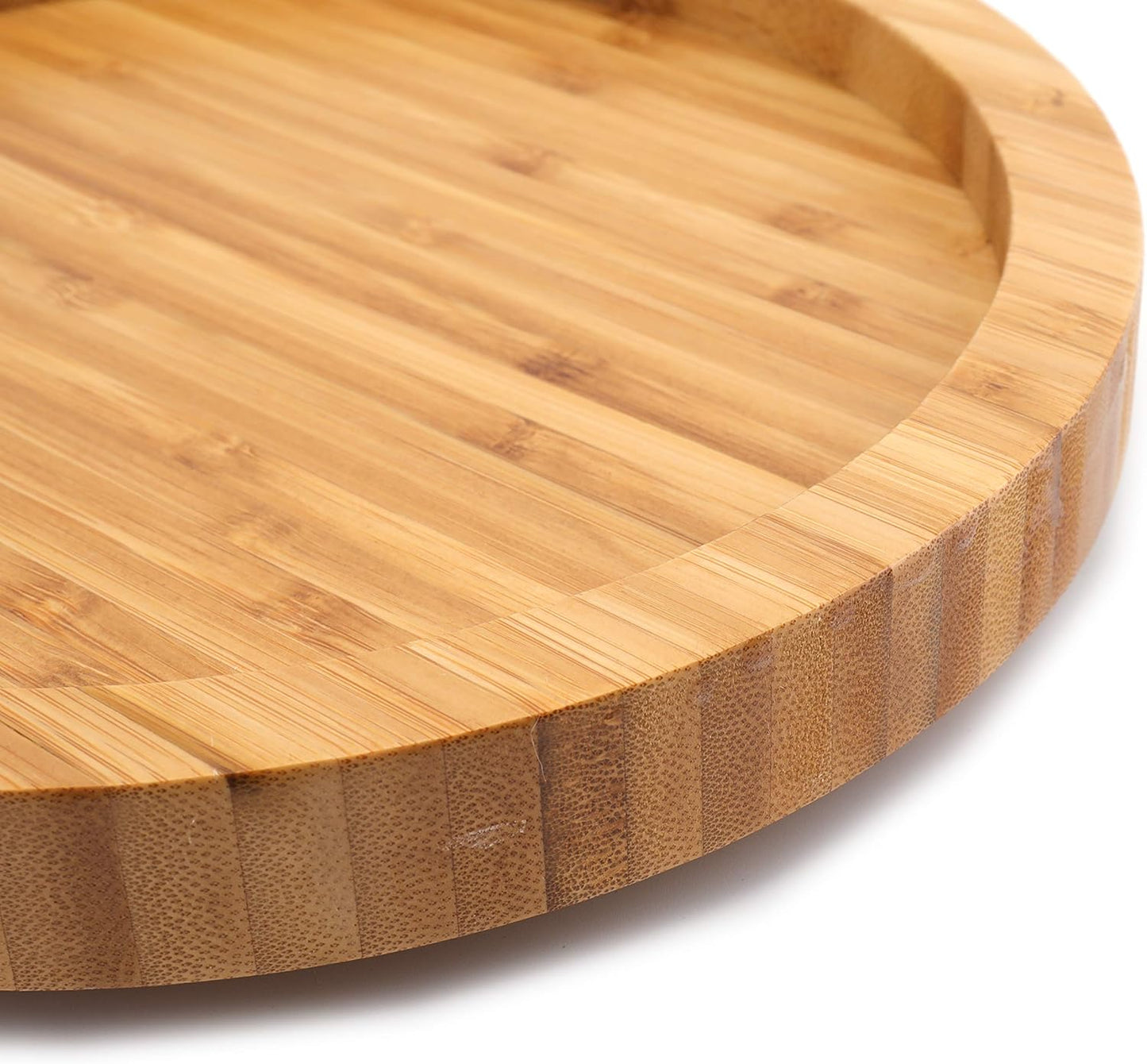 Fasmov 10 Inches Diameter Bamboo Lazy Susan Turntable, Spin Thicken Round Wood Tray Rotating Spice Rack for Kitchen Pantry Countertop Table