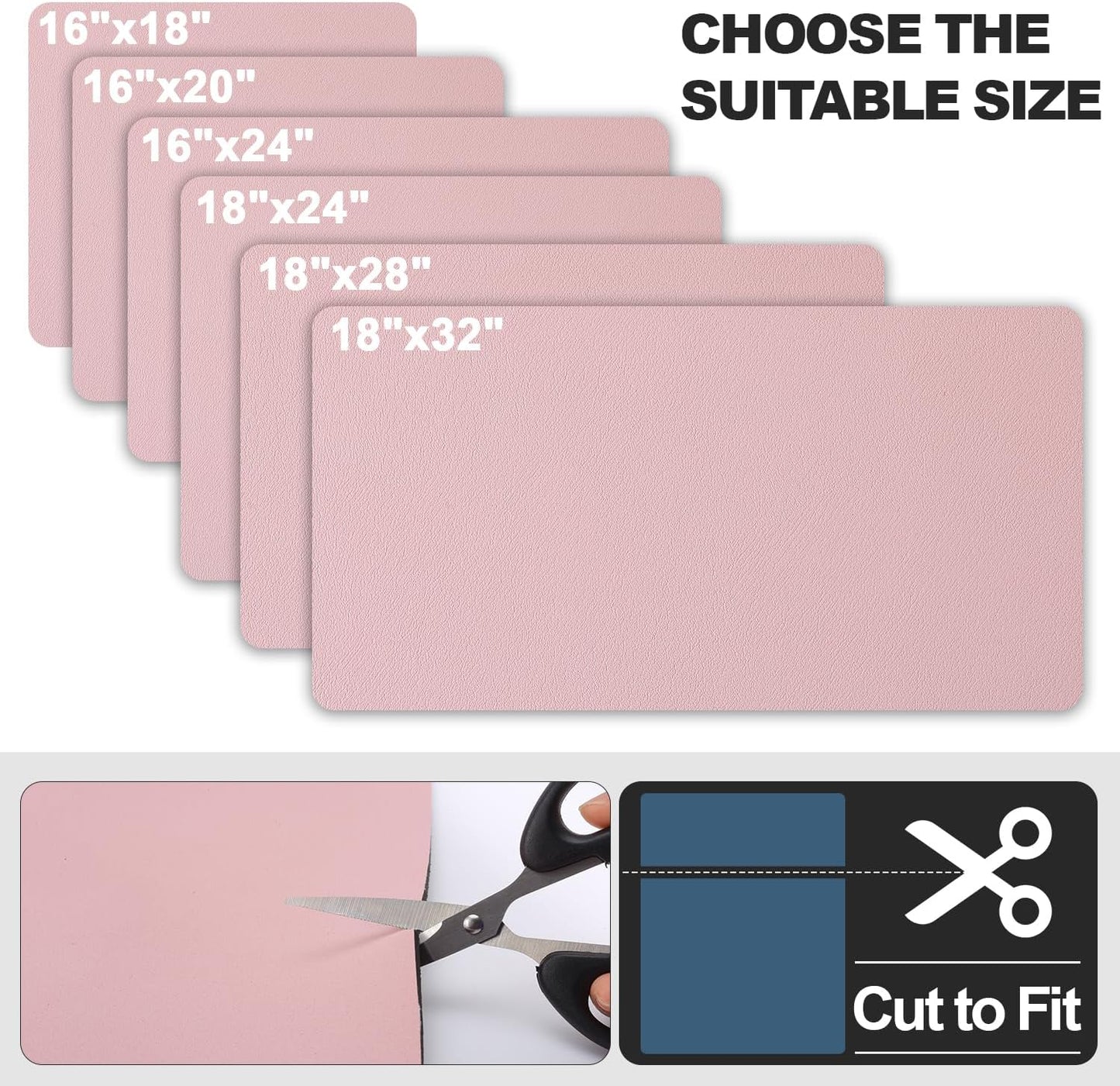 Dish Drying Mat for Kitchen Counter | Coffee Bar Mat for Countertops | Heat Resistant Drainer Mat with Non-slip Rubber Backed | Hide Stain Kitchen Absorbent Draining Mat | Pink 18"x28"