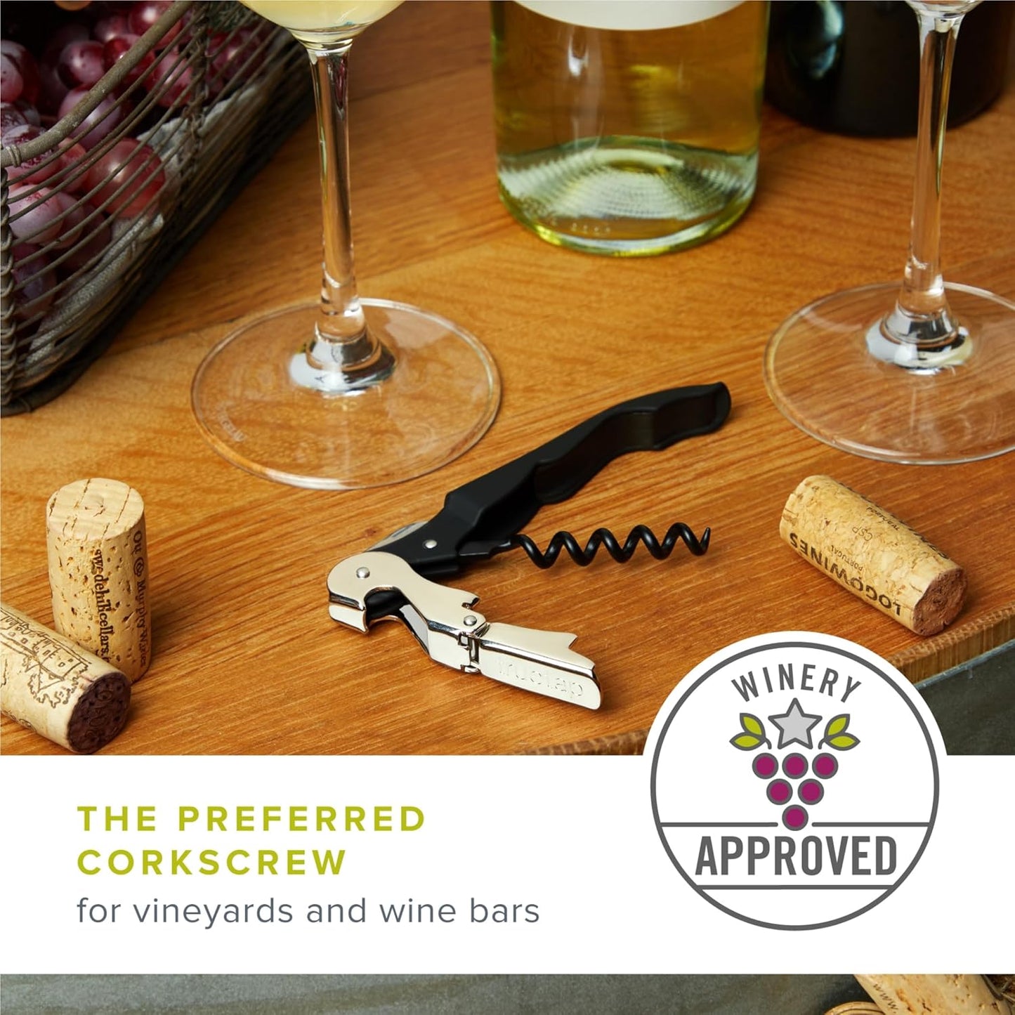 True Brands TrueTap Double Hinged Waiters Corkscrew, Top-notch Stainless Steel Opener with Foil Cutter Built to Last Wine Key Solid Red, Set of 1