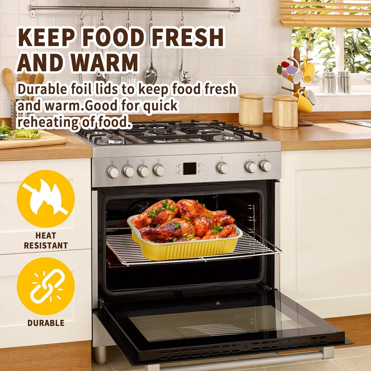 35 Pack Aluminum Pans Half Size 9x13 Extra Heavy Duty, Disposable Gold Aluminum Foil Baking Pan Double Thick Tin Foil Food Container - Half Size Steam Table Deep Pans for Baking, Heating, Cooking