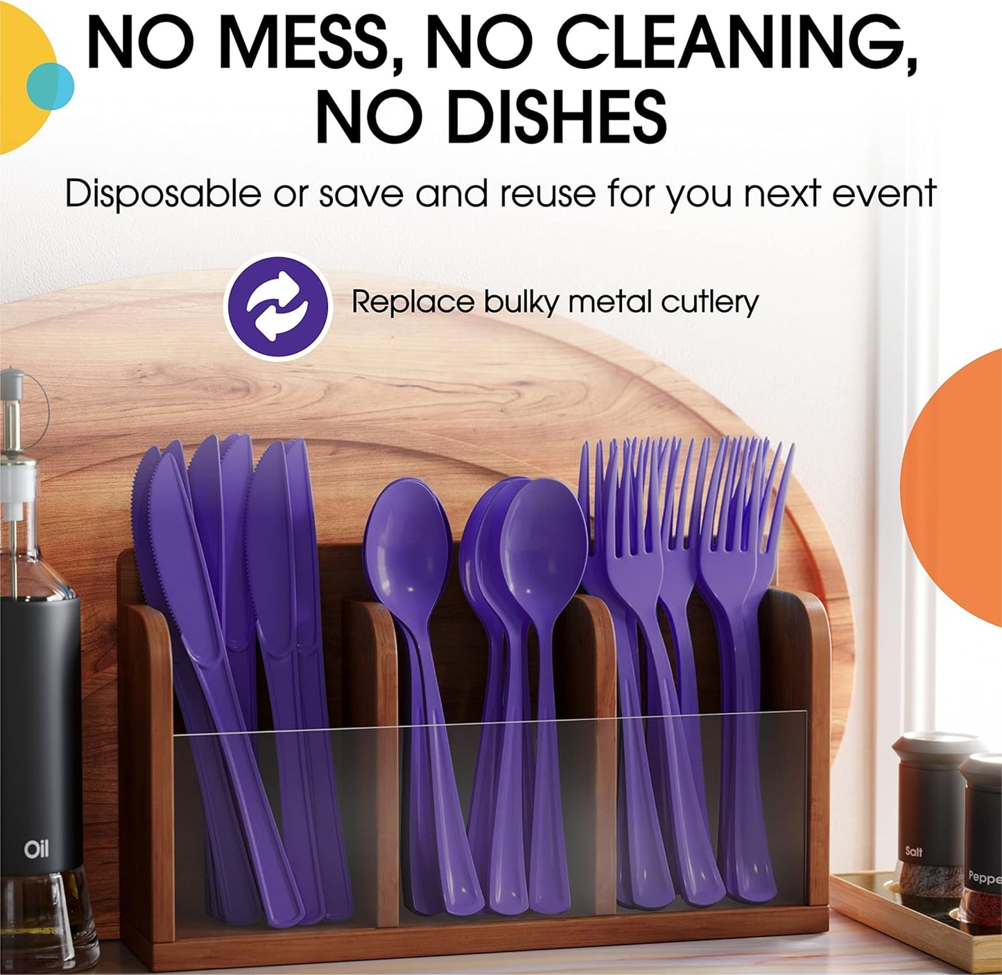 Purple Plastic Spoons 200 Pcs Purple Spoons Disposable Utensils Heavy Duty Plastic Cutlery Set Disposable Cutlery Sets Flatware Sets Silverware Set Party Supplies & Party Tableware Party Solids