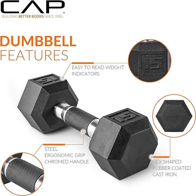 CAP Barbell Dumbbell Set with Rack | Multiple Options in 150lbs and 210lbs