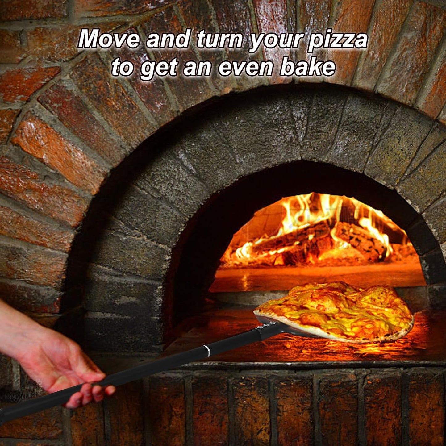 Turning Pizza Peel, 9 Inch with 38 Inch Handle Round Pizza Turning Peel, Professional Anodized Aluminum Turning Pizza Spatula, 47 Inch overall