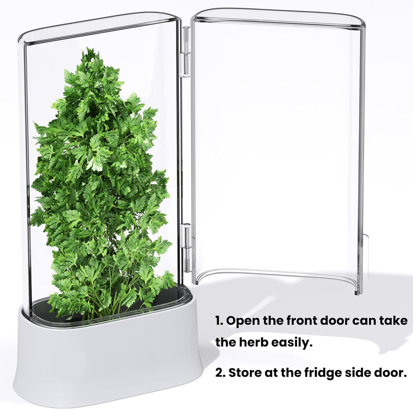 vacane Herb Keeper for Refrigerator, Fresh Herb Saver Herb Storage Containers, Cilantro Container for Fridge Asparagus Container, Dishwasher Safe