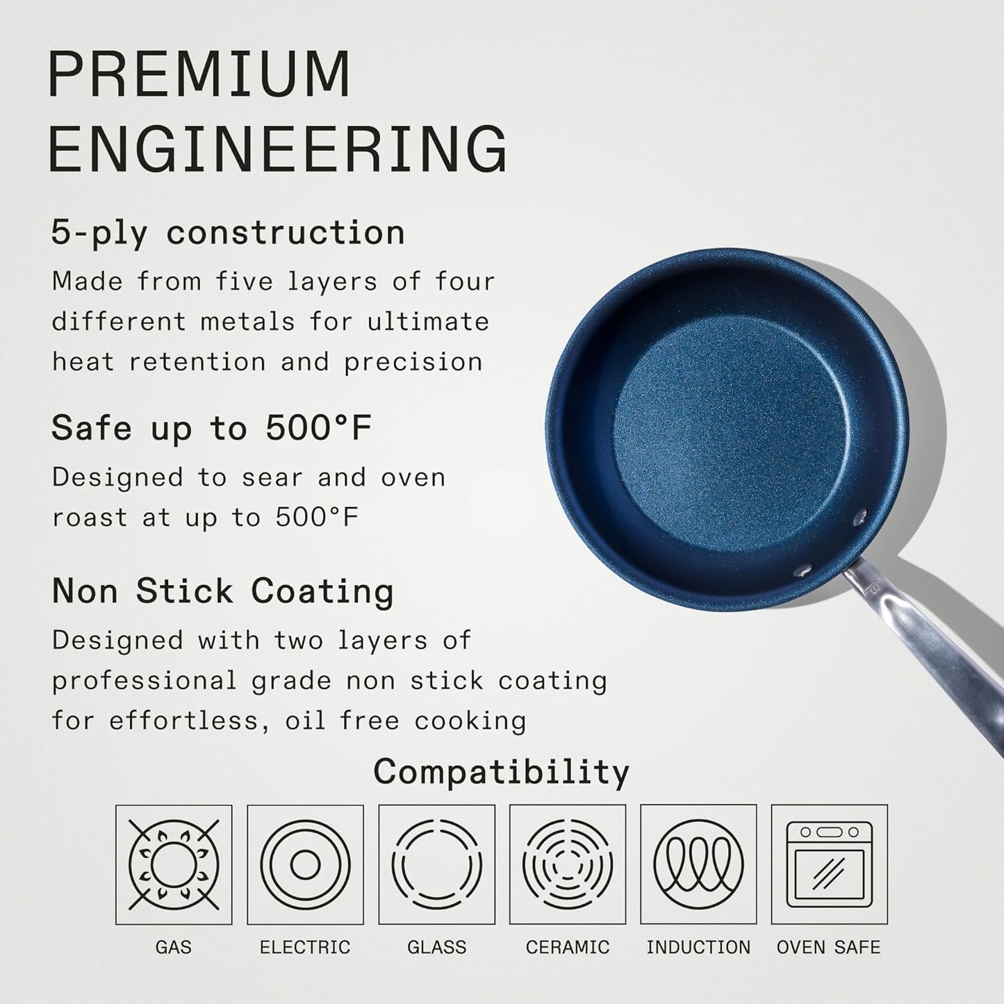 Made In Cookware - ProCoat 8" Non Stick Frying Pan (Harbour Blue) - 5 Ply Stainless Clad Nonstick - Professional Cookware - Induction Compatible