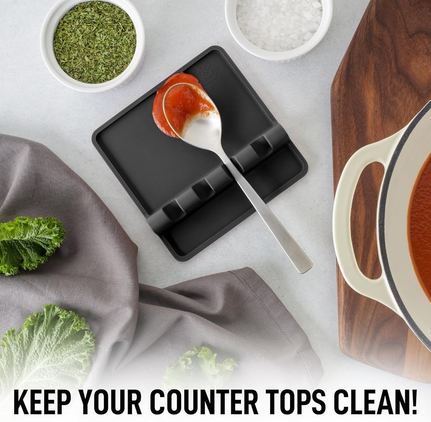 Zulay Kitchen Silicone Utensil Rest - BPA-Free, Durable Spoon Rest with Drip Pad - Heat-Resistant for Stove Top & Counter - Kitchen Gadget Holder