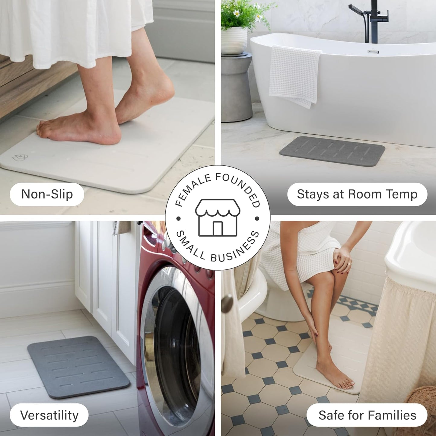 Dorai Home Bath Stone Mat 23.6"x15.4" (2-Pack) – Quick-Dry, Non-Slip Diatomite Stone Bath Mat, Rain Sandstone