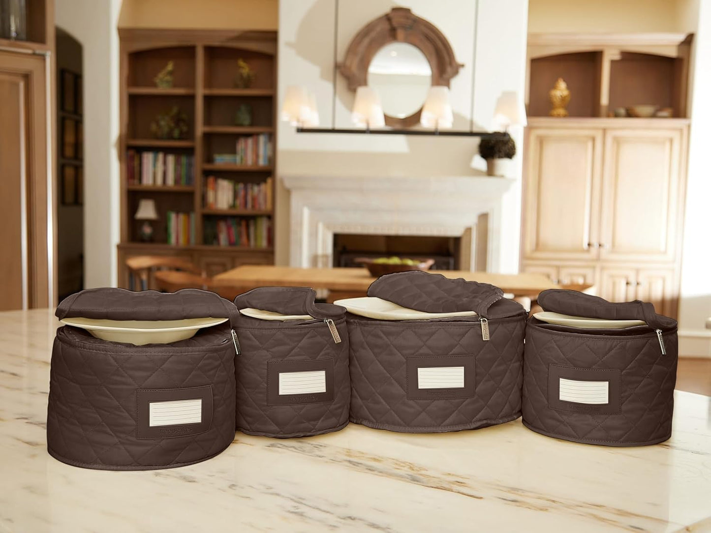 Covermates Keepsakes - Dish Storage Set - Padded Protection - ID Window - Stain Resistant - Machine Washable - China Storage, Bronze