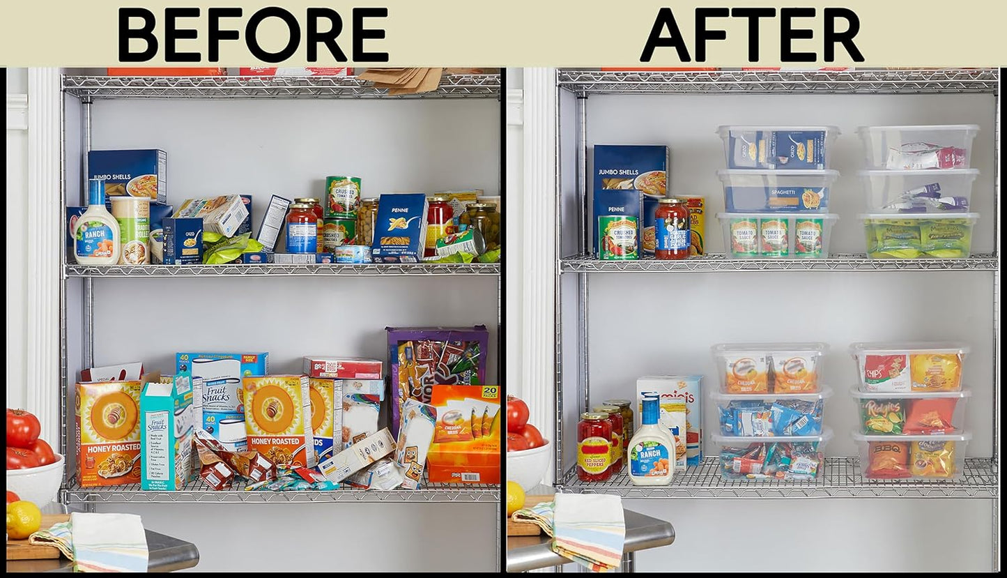 Rubbermaid Cleverstore 6 Qt Clear Storage Bins with Lids, 12-Pack, Stackable, BPA-Free, Made in USA