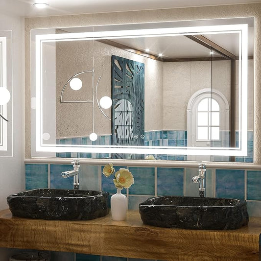 Keonjinn 48 x 28 Inch LED Bathroom Mirror IP54, Tempered