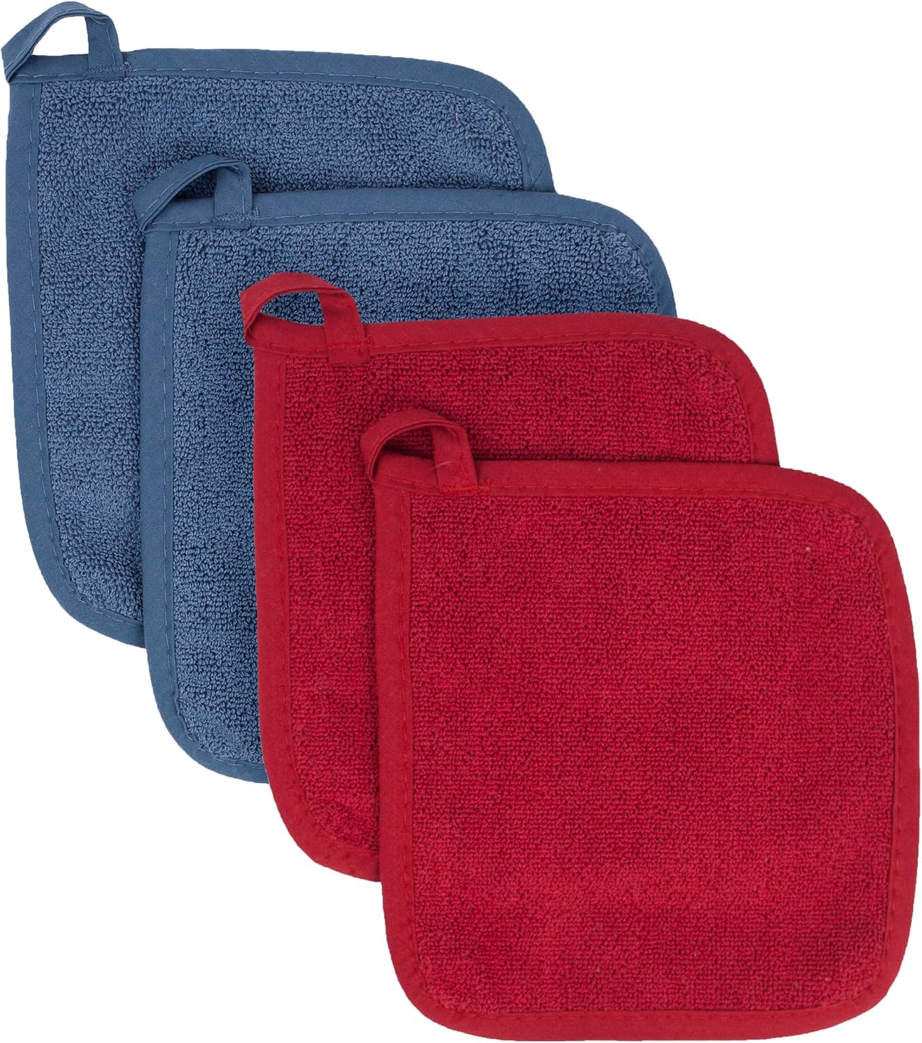 RITZ Terry Potholder & Hot Pad: Unparalleled Heat Resistant, Durable 100% Cotton – Ergonomically Designed for Optimal Grip – Easy-Care Machine Washable – 4-Pack, Paprika/Federal