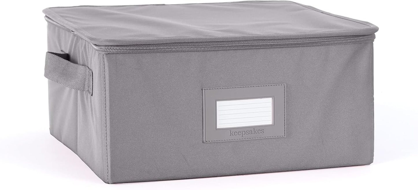 Covermates Keepsakes Dish Storage Box - Stackable, Reinforced Handles, China Storage, Graphite