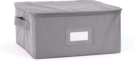 Covermates Keepsakes Dish Storage Box - Stackable, Reinforced Handles, China Storage, Graphite