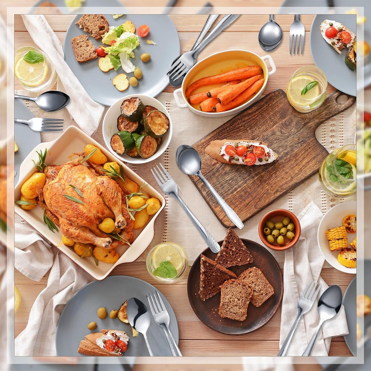 100 Pieces Forks and Spoons Silverware Set Stainless Steel Flatware Cutlery Set Dinner Forks and Spoons Mirror Polished Dishwasher Safe Utensil for Kitchen Restaurant or Home