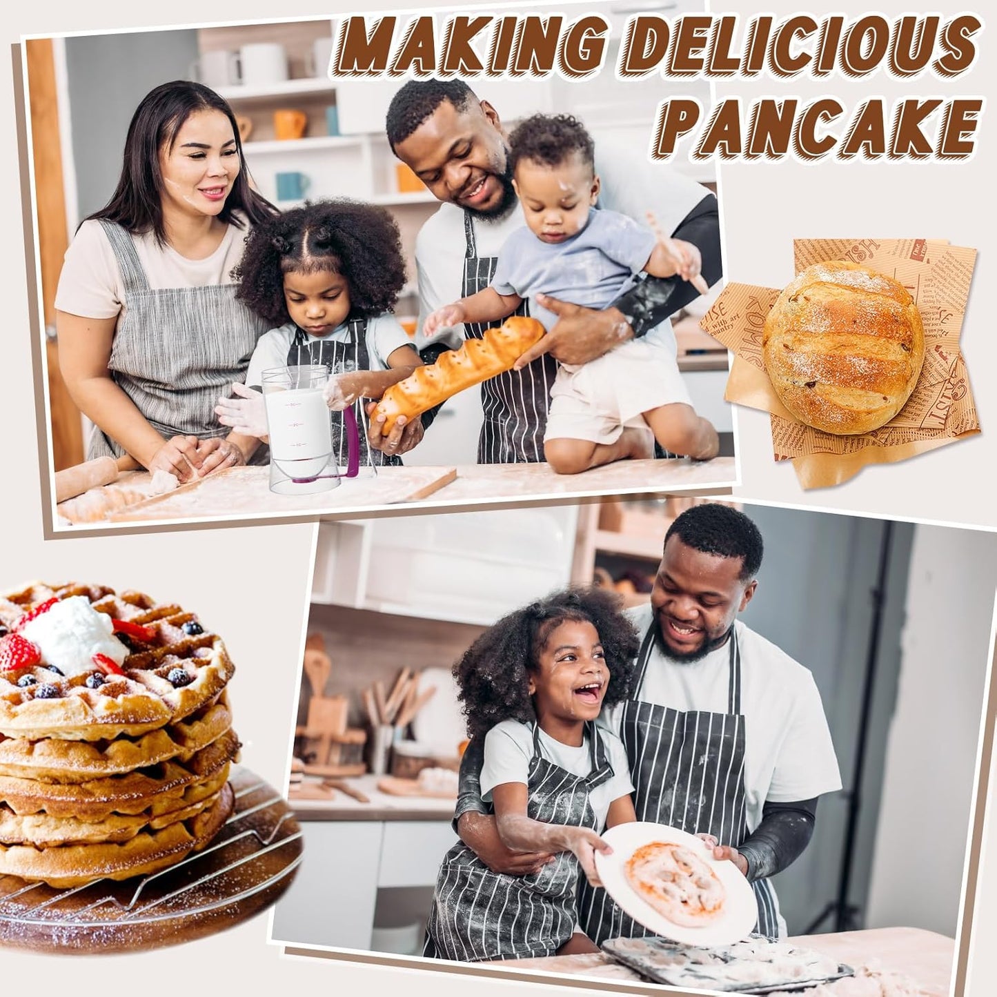 2 Pcs Cupcake Batter Dispenser Pancake Mix Dispenser 4 Cups with Squeeze Handle Tools for Pancake, Cupcake, Cookie, Cake, Waffles, Ice Cream Baking Gifts for Kitchen Housewarming (Purple)