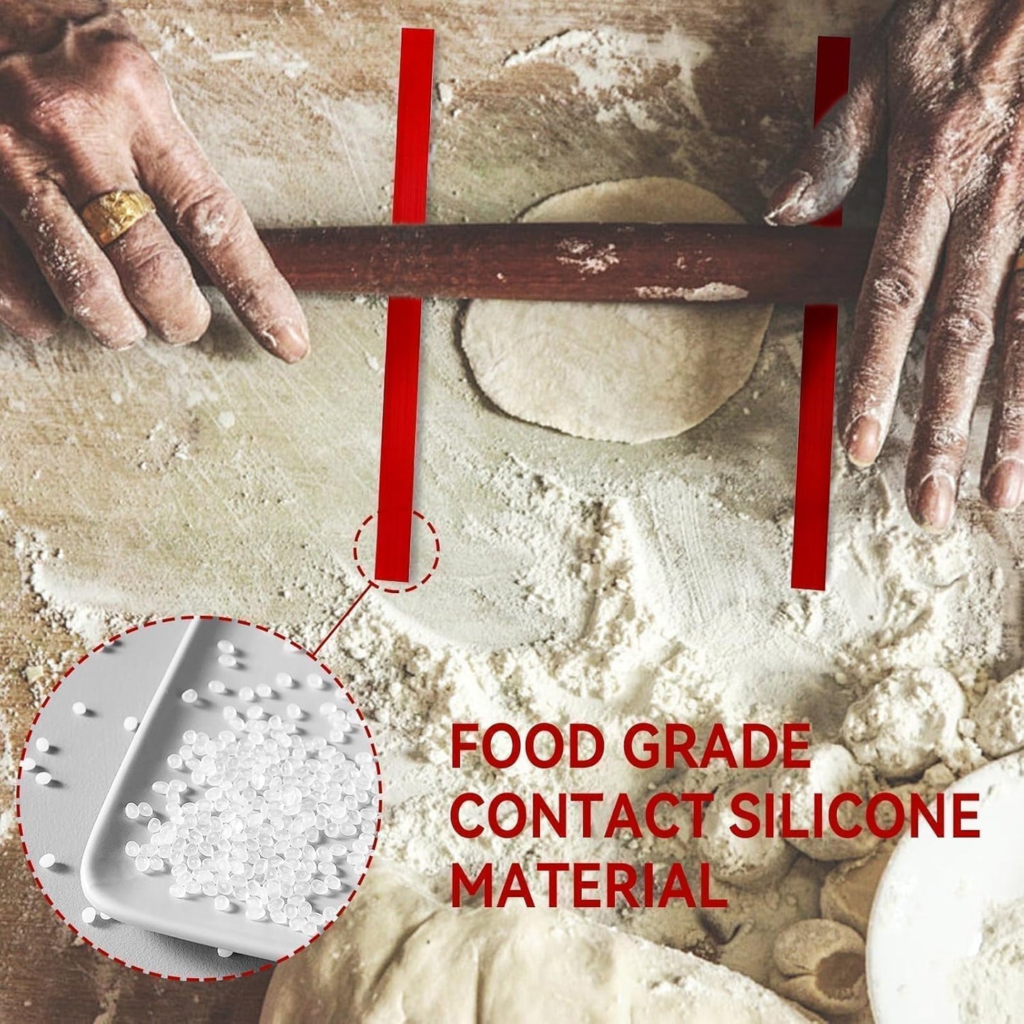 6Pcs Silicone Rolling Pin Guides, Dough Leveler Sticks Dough Ruler Measuring Dough Strips Guides Pastry Ruler Perfection Sticks for Thickness Guide Pastry Cookie Kitchen Restaurant