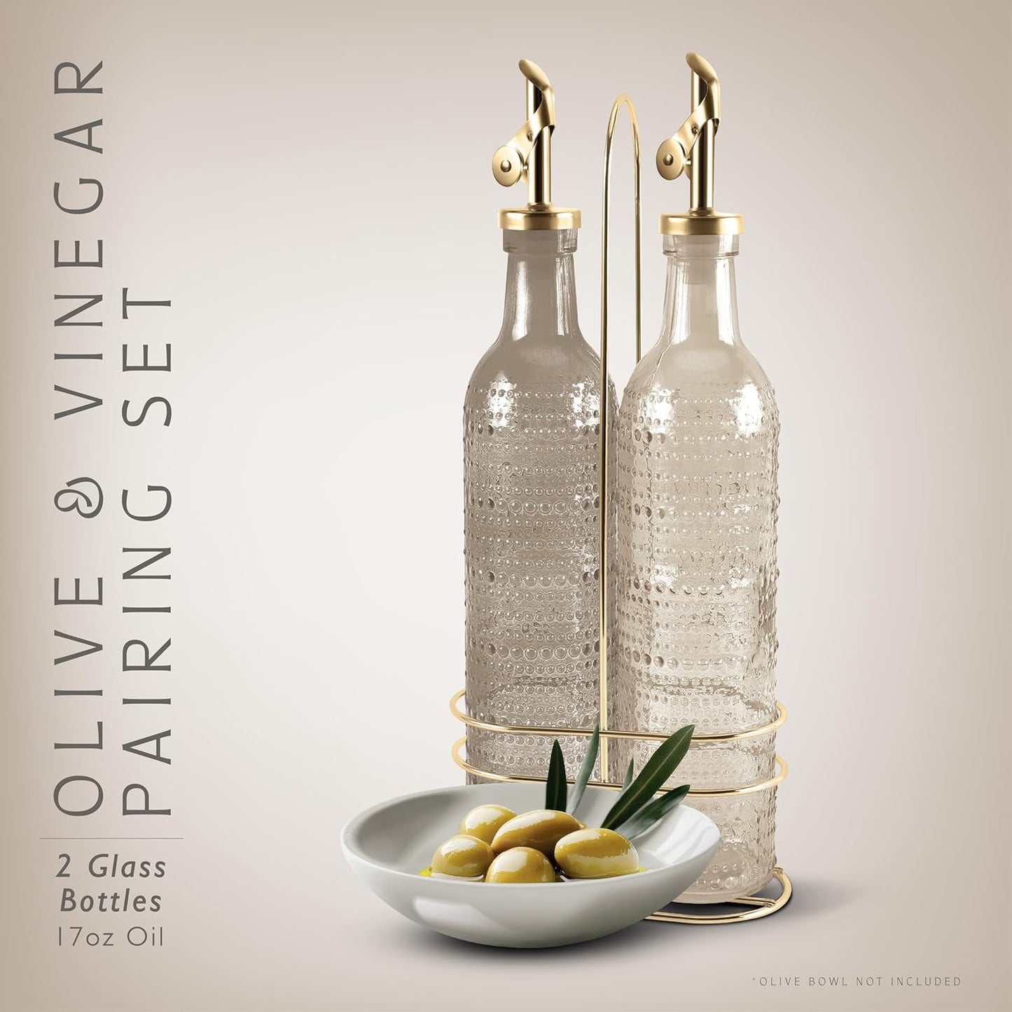 COOK WITH COLOR Glass Olive Oil Bottle Dispenser - 2 Pack- 17oz Oil and Vinegar Cruet - Olive Oil Carafe Decanter for Kitchen