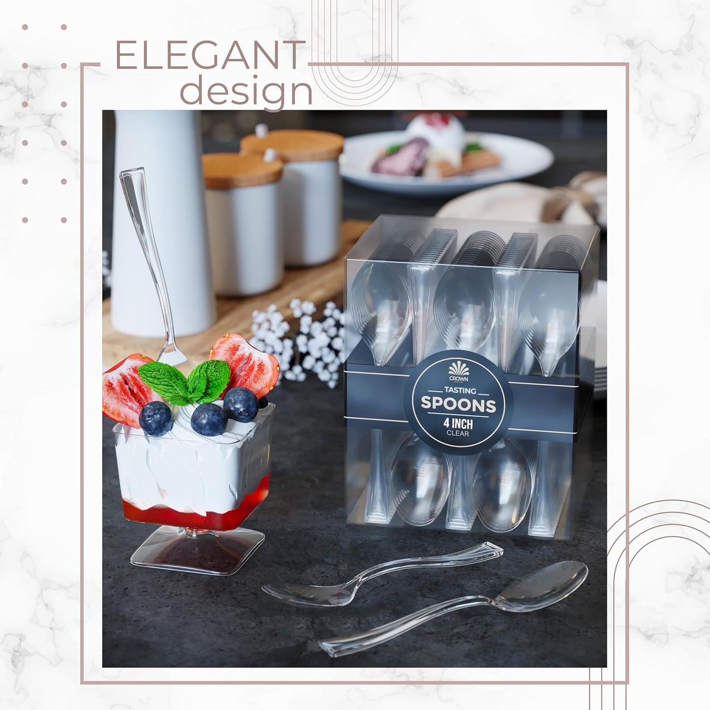 Exquisite 100CT Mini Clear Plastic Spoons for Tasting Spoons Disposable Mini Ice Cream Spoon I Tiny Utensils I Cake Spoon I Mini Serving Spoons