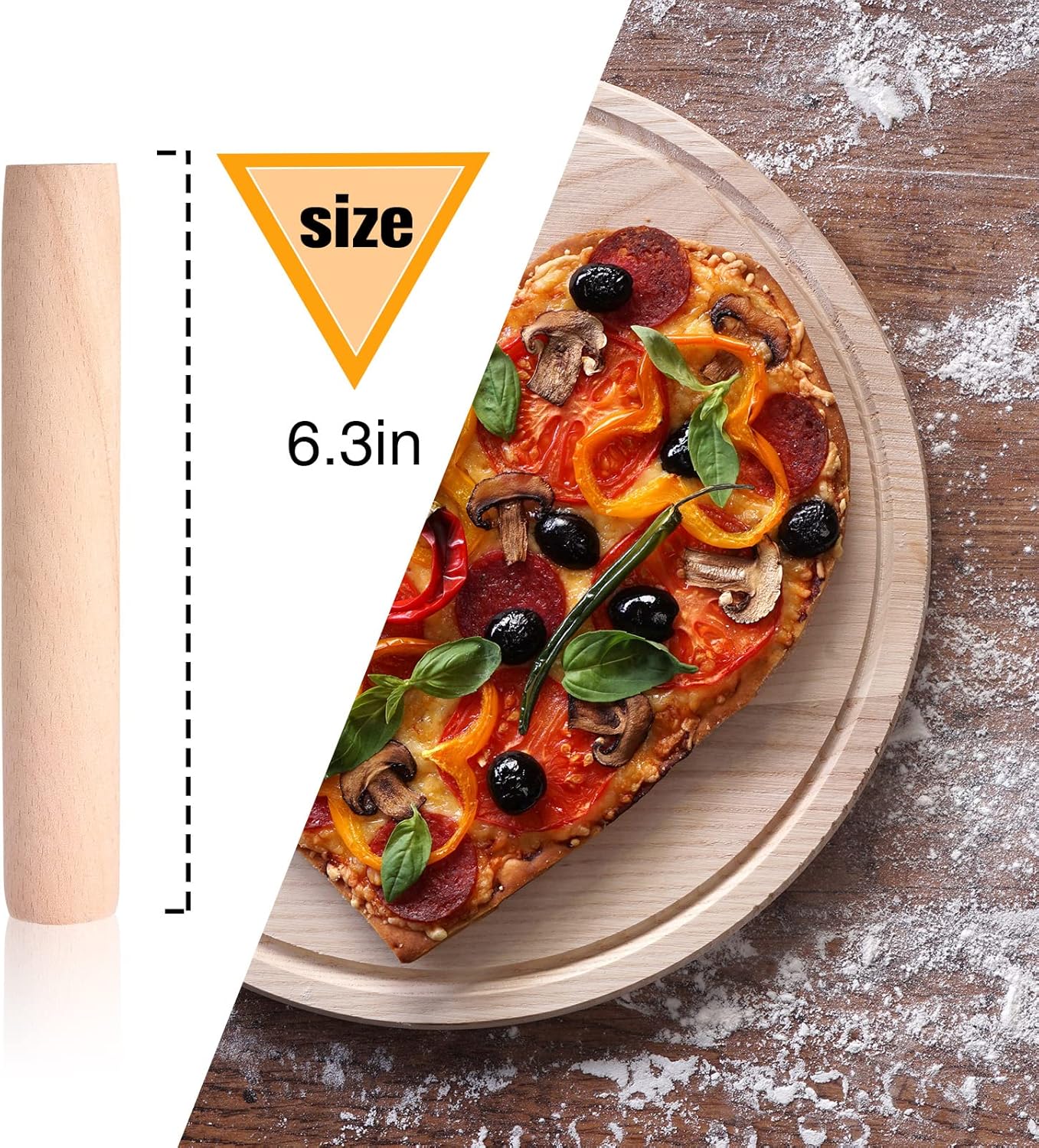 Small Wooden Rolling Pin, Dumpling Dough Roller Wooden Mini Rolling Pins Kitchen Utensil Tool for Fondant, Pasta, Bread, Pastry, Cookies, Pizza, Pie, Cylinder Style, 6.3 Inch (20 Pieces)