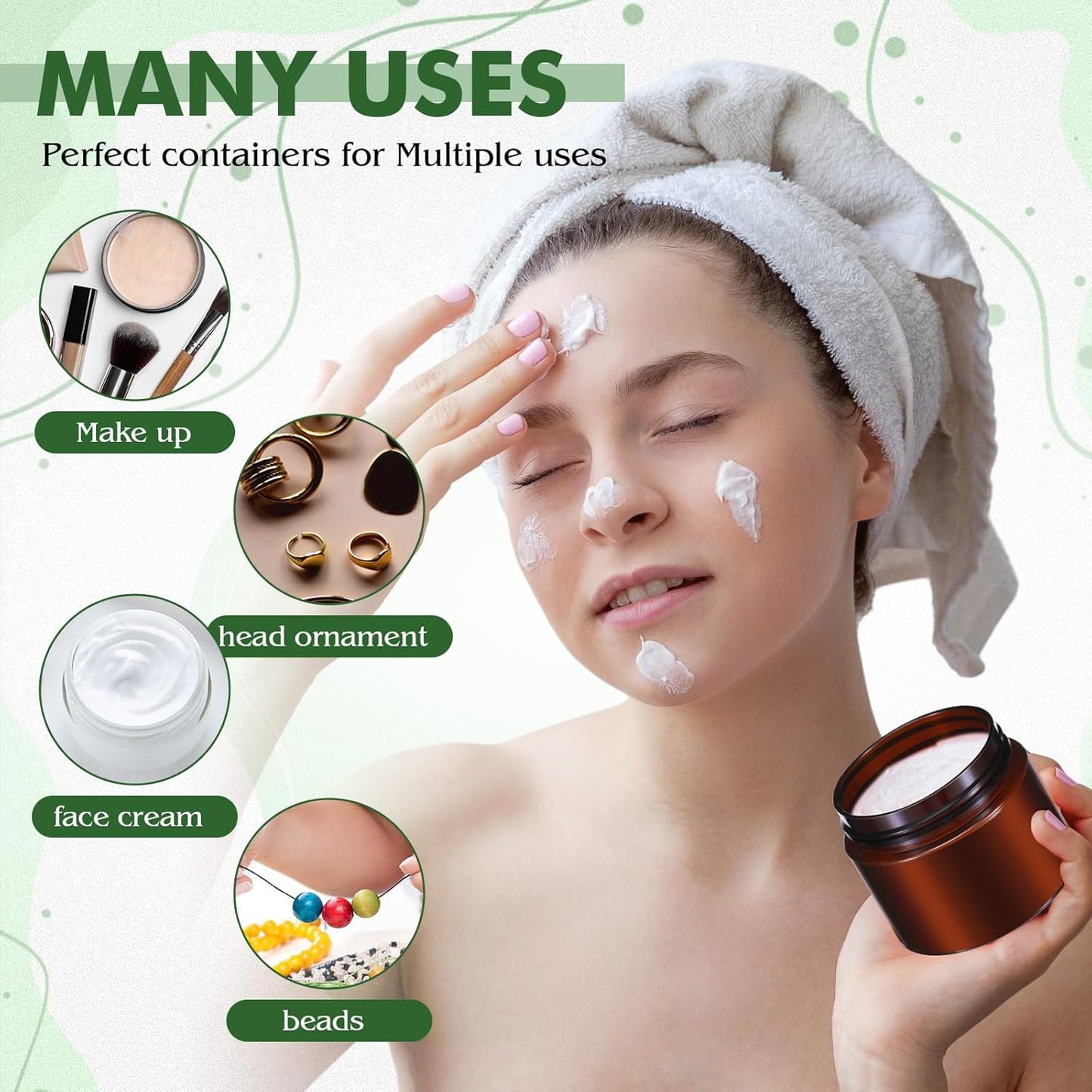 SATINIOR 6 Pack 2 oz Plastic Jars Containers with Lids Wide-mouth Refillable Leakproof Reusable Round Empty Jars for Travel Cosmetic Dry Food Spice Candy Cookie Home Kitchen Organizing(Amber)