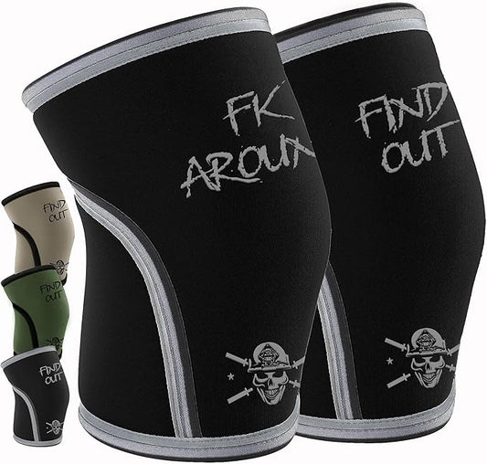 Knee Sleeves for Weightlifting & Powerlifting (7mm Pair) For Men & Women - Knee Wraps for Weight Lifting, Squats, Fitness, Gym Workout, Crossfit - IPF Approved Knee Compression Sleeve Support