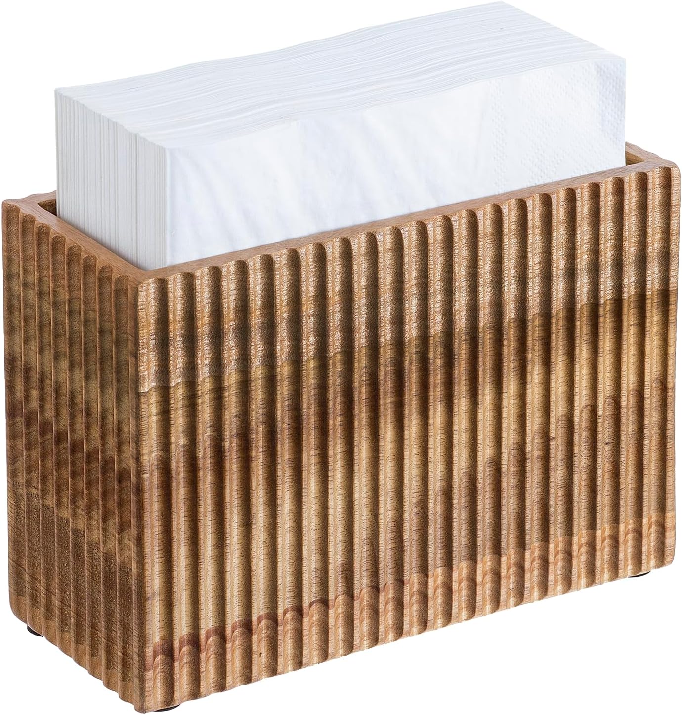 MyGift Fluted Premium Solid Acacia Wood Napkin Holder Rack Stand - Elegant Kitchen Table Organizer for Paper Napkins - Durable, Stylish, and Modern Design