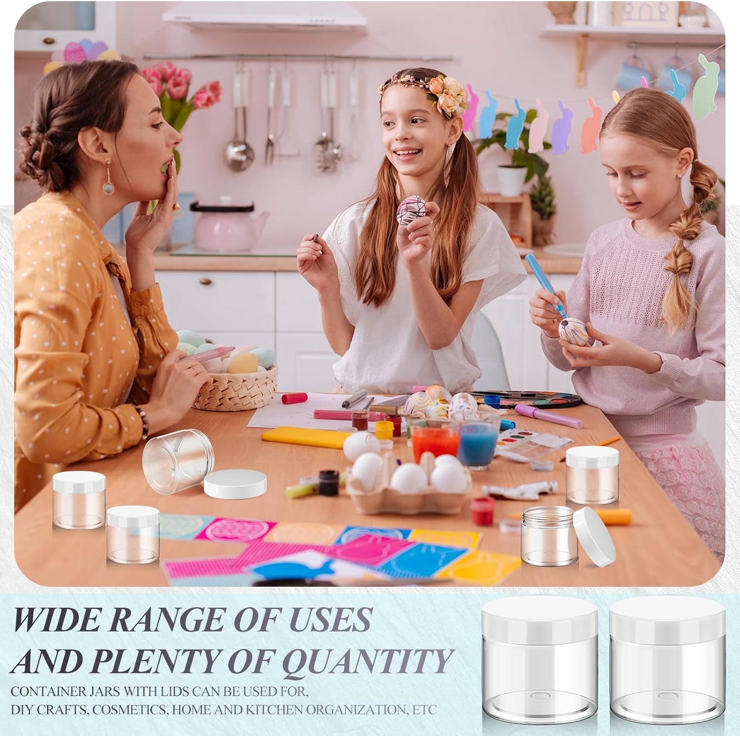 SATINIOR 6 Pack 32 oz Plastic Jars Containers with Lids Wide-mouth Refillable Leakproof Reusable Round Empty Jars for Travel Cosmetic Dry Food Spice Cookie Candy Home Kitchen Organizing(White)