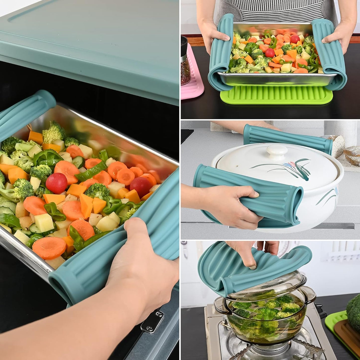 Smithcraft Silicone Trivets Mats for Hot Dishes and Hot Pots, Hot Pads for Countertops, Tables, Pot Holders, Spoon Rest Small Drying Mats Set of 2 Many Colors for Your Choose (Light Grey)