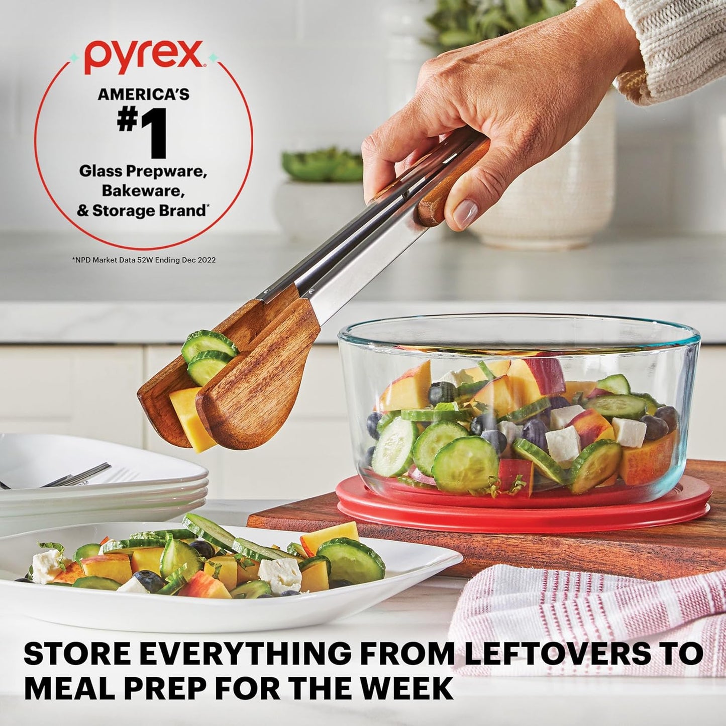 Pyrex Simply Store 9-Pack Mixed Sized Glass Food Storage Set, Round & Rectangular Containers With Lids, BPA-Free, Dishwasher & Microwave Safe