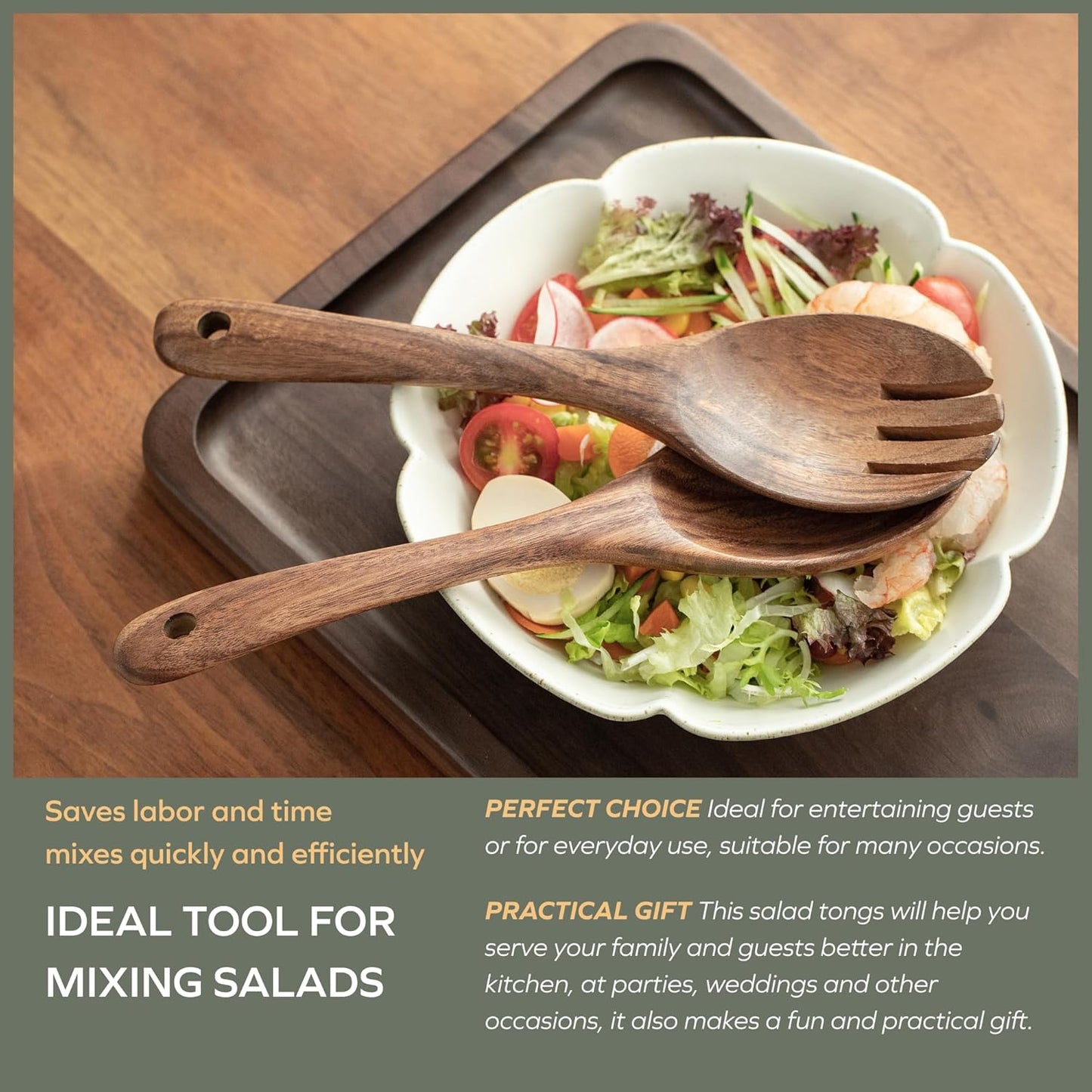 Muso Wood Acacia Salad Servers,10-inch,set of 2 (Acacia salad servers)