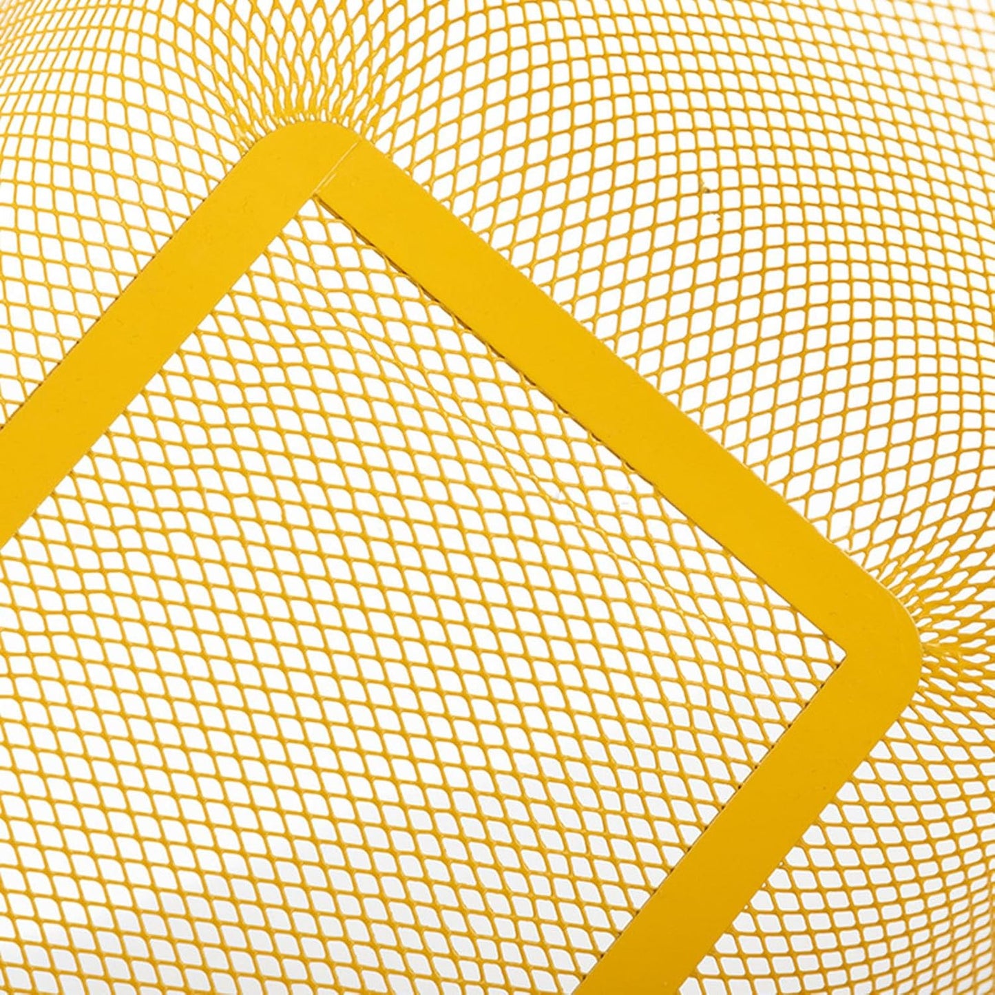 Metal Mesh Steel Basket, Storage Organizer Basket Multi-functional Hanging Kitchen Baskets Fruit Baskets with Wooden Handle for Kitchen Bathroom Picnic Shopping Decor Cabinet Home, Yellow