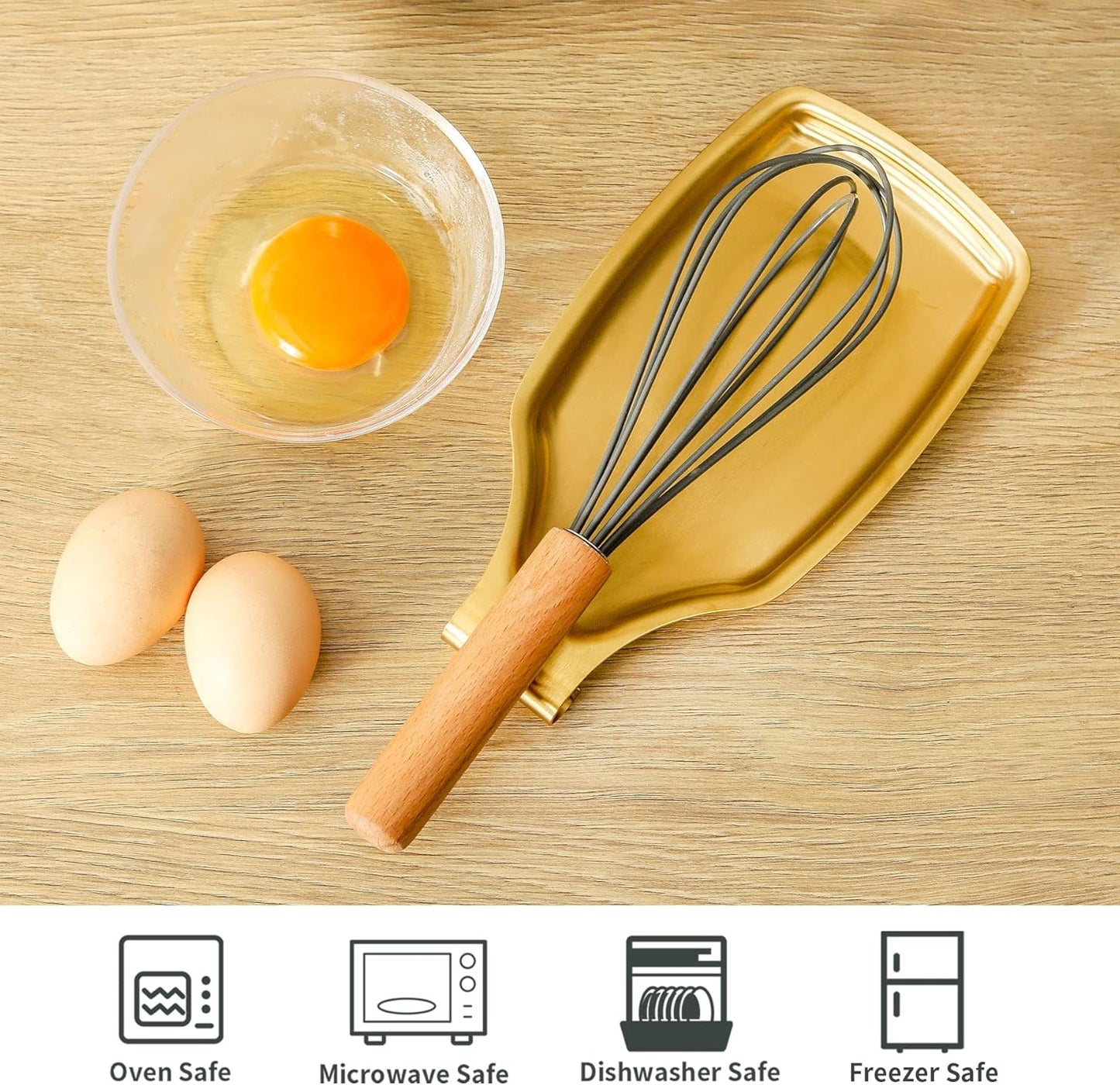 Gold Spoon Rest For Stove up, Stainless Steel Spoon Rest For Kitchen Counter, Large Kitchen Spoon Holder with Square Bottom, Spatula Spoon Ladle Utensil Holder, Heavy Duty.