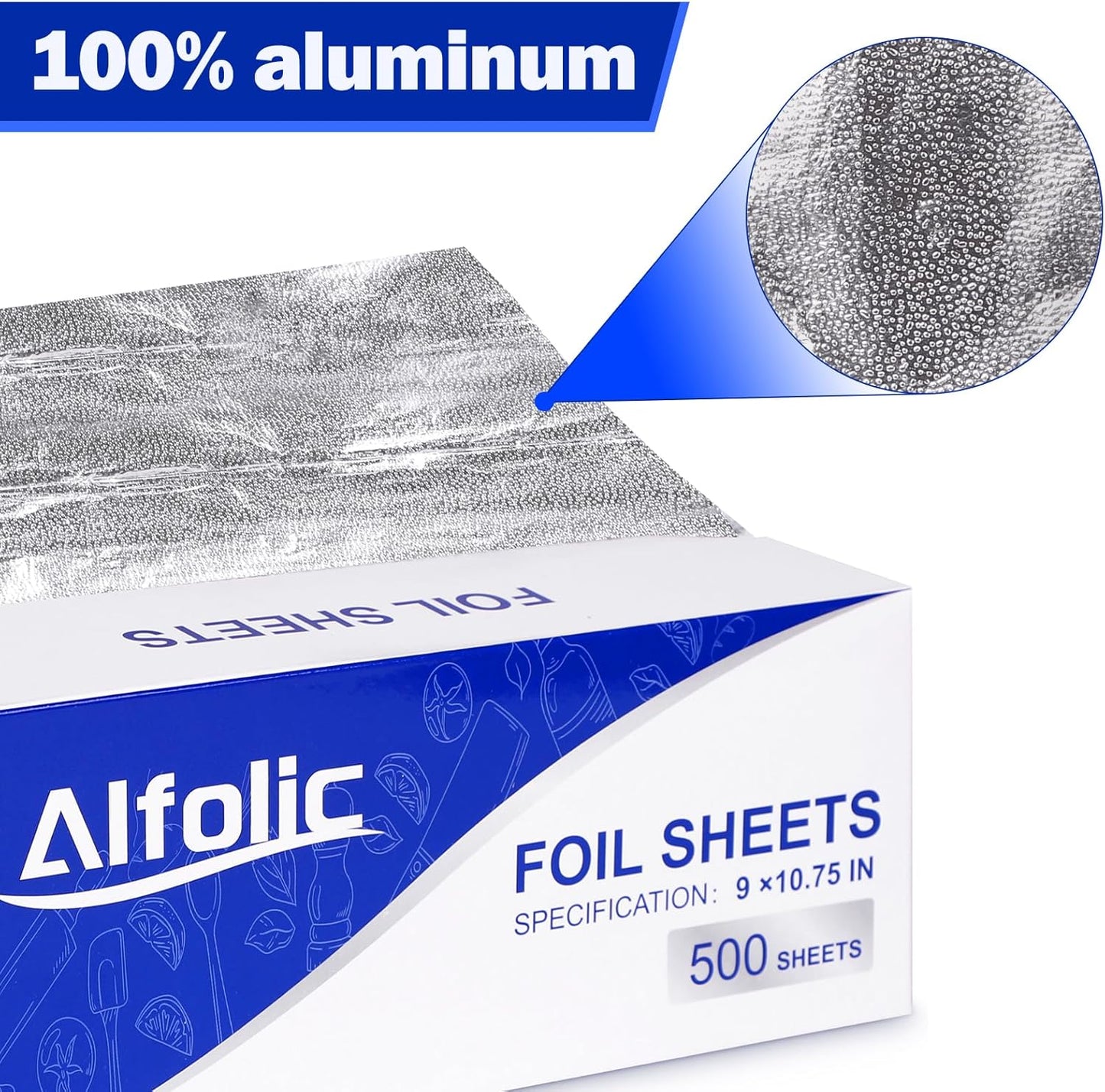 Aluminum Foil Sheets - 9" x 10.75" Pre Cut Tin Foil, Premium Aluminum Foil Wraps for Cooking, Storing Food - 500 Sheets