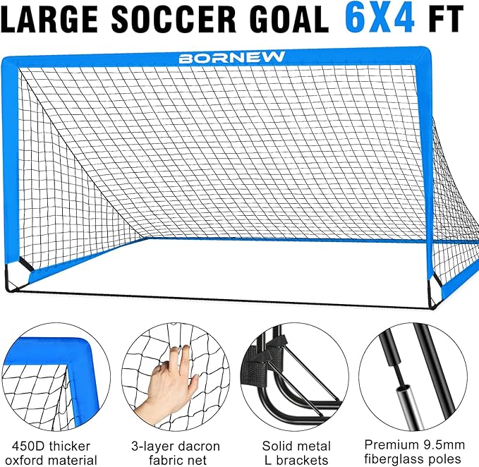 Kids Soccer Goal for Backyard Set - 2 6X4 / 4X3 ft