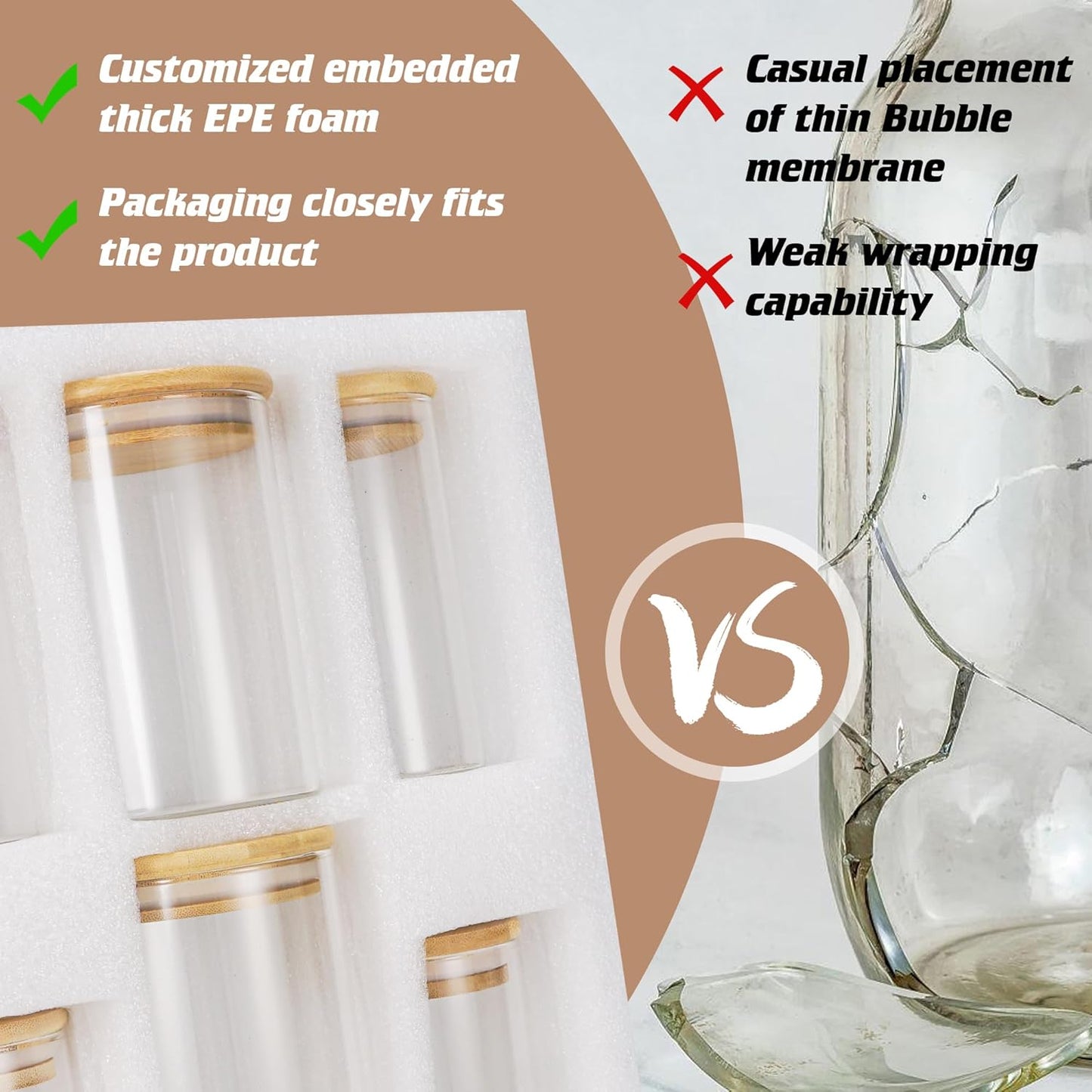 Glass Jars with Bamboo Wooden Airtight Lids 6oz 10oz 18 oz Spice Jars Food Storage Containers for Home Kitchen, Tea, Salt, Pepper, Spices, Coffee, Herbs, Grains