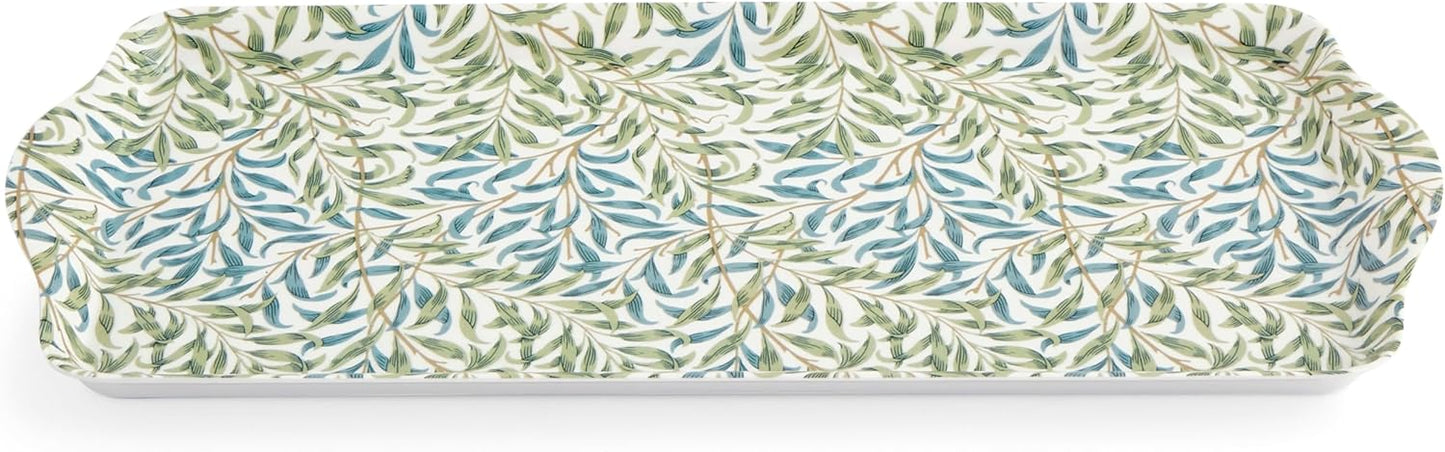 Pimpernel Morris & Co Willow Bough Sandwich Tray - Soft Sage Melamine Serving Tray for Tea Time, Light Snacks, TV Lunches - Easy-Clean Surface & Dishwasher Safe - 15 x 6 Inch, Ideal Housewarming Gift