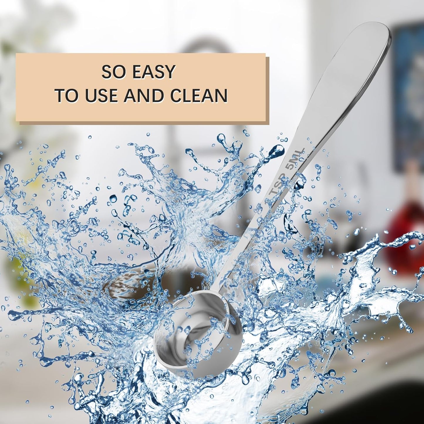 2PCS 1tsp(1/3tbsp, 5 ml) Single Measuring Spoon, Stainless Steel Individual Teaspoon, Metal Measure Scoop with Gift Box